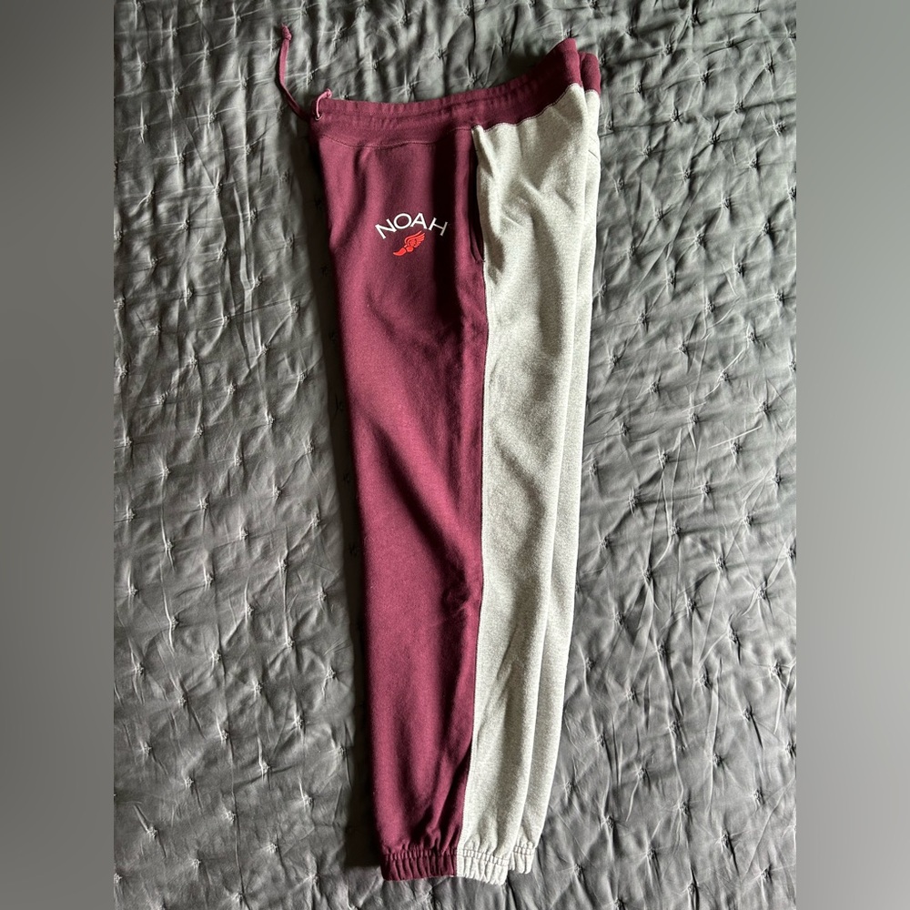NOAH NYC Core Color block sweatpants XL Maroon/Grey EUC